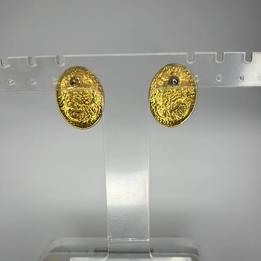 Vintage Red and Gold Geometric Earrings - Picture 4 of 4